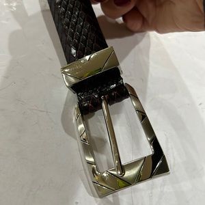 NWOT Reno Tulliani deep brown embossed silver buckle Leather Belt Size 40